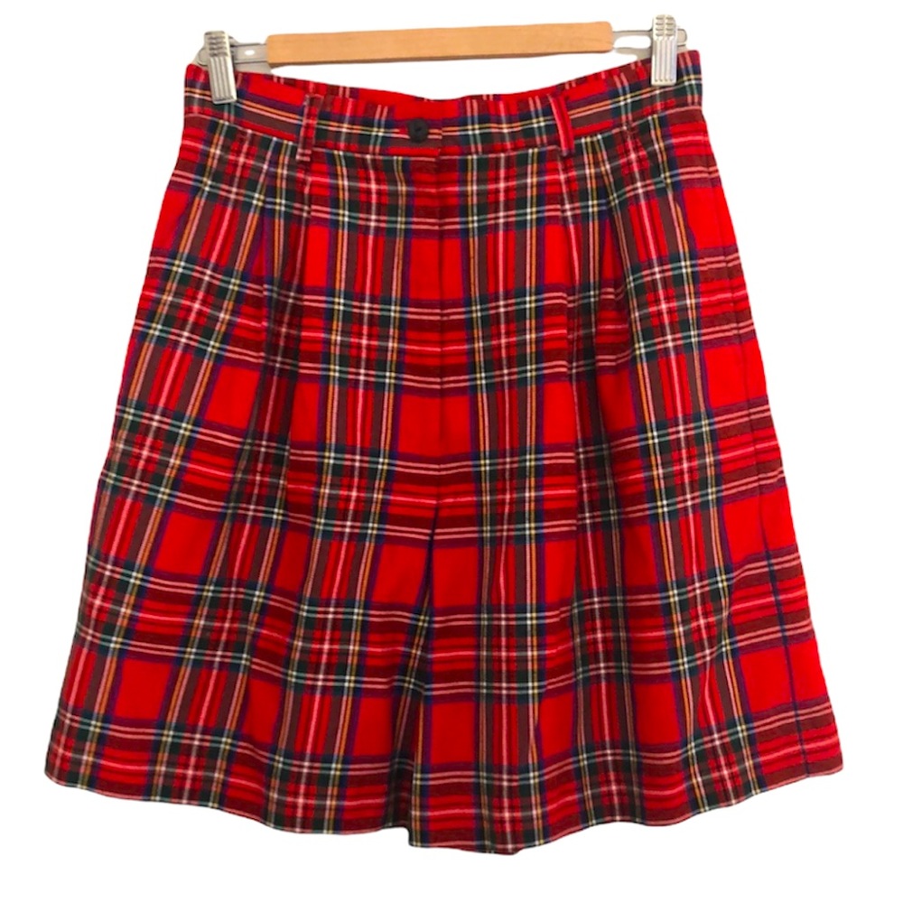 Vtg Y2K Tartan Shorts Super High Waisted Plaid With Belt Loops L